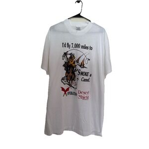 1990s Desert Storm Americana Gulf War Vintage‎ White T Shirt VN1340